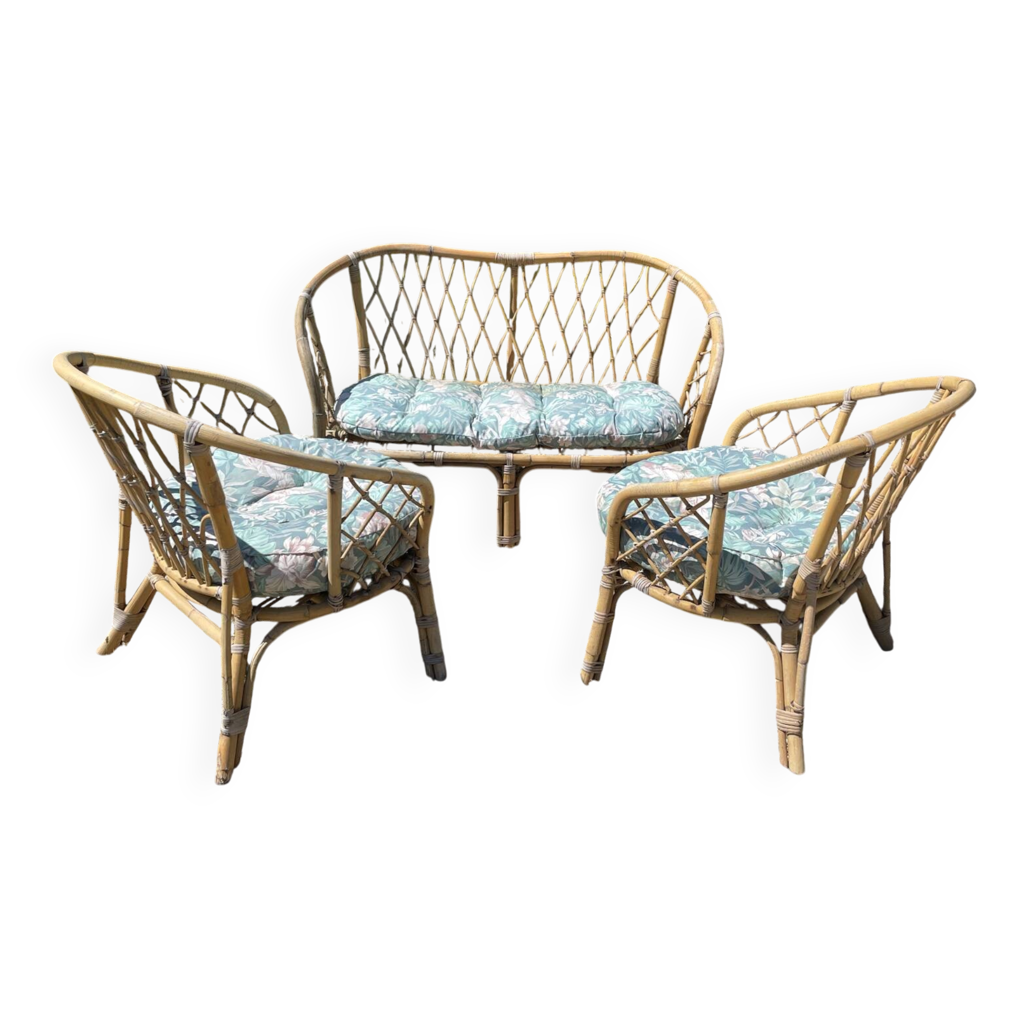 Salon en rotin/bambou vintage années 60/70