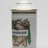 Pharmacy jar "Gum of Barbary", in Limoges porcelain