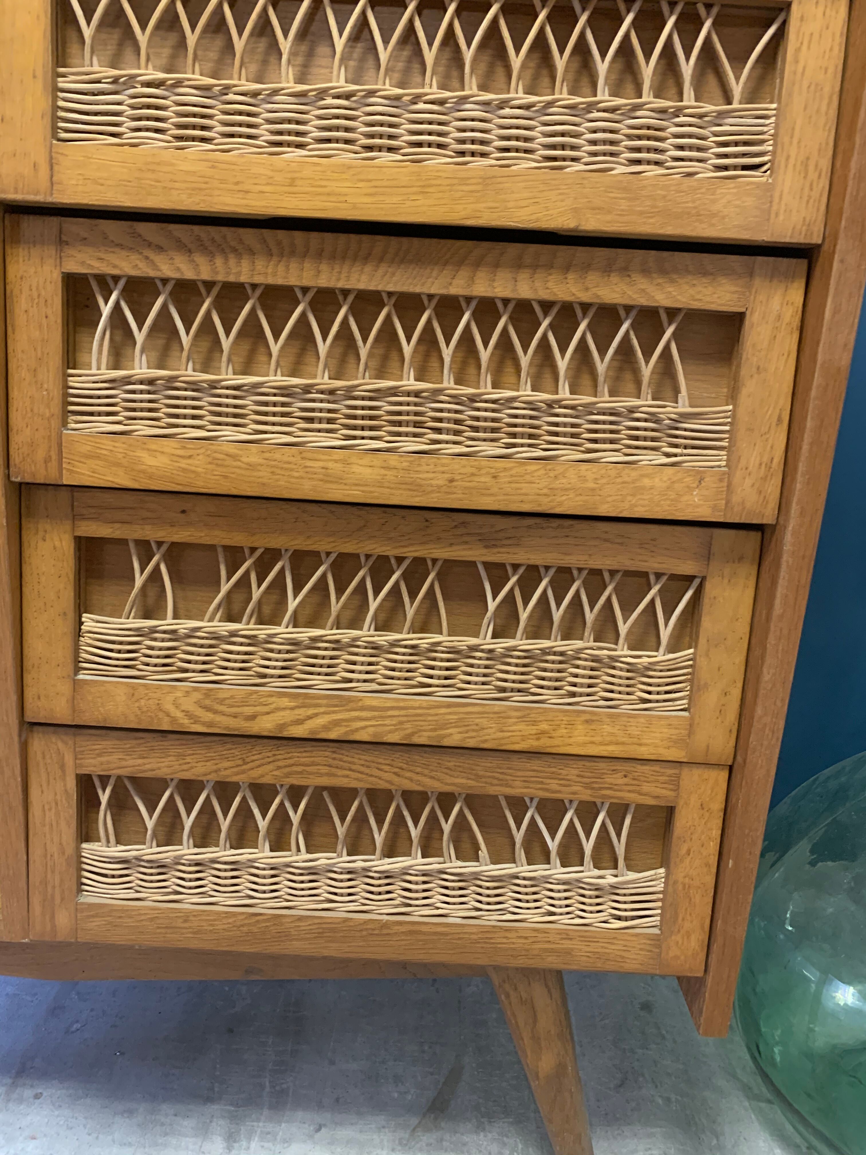 Vintage wood/wicker cabinet