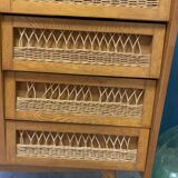 Vintage wood/wicker cabinet