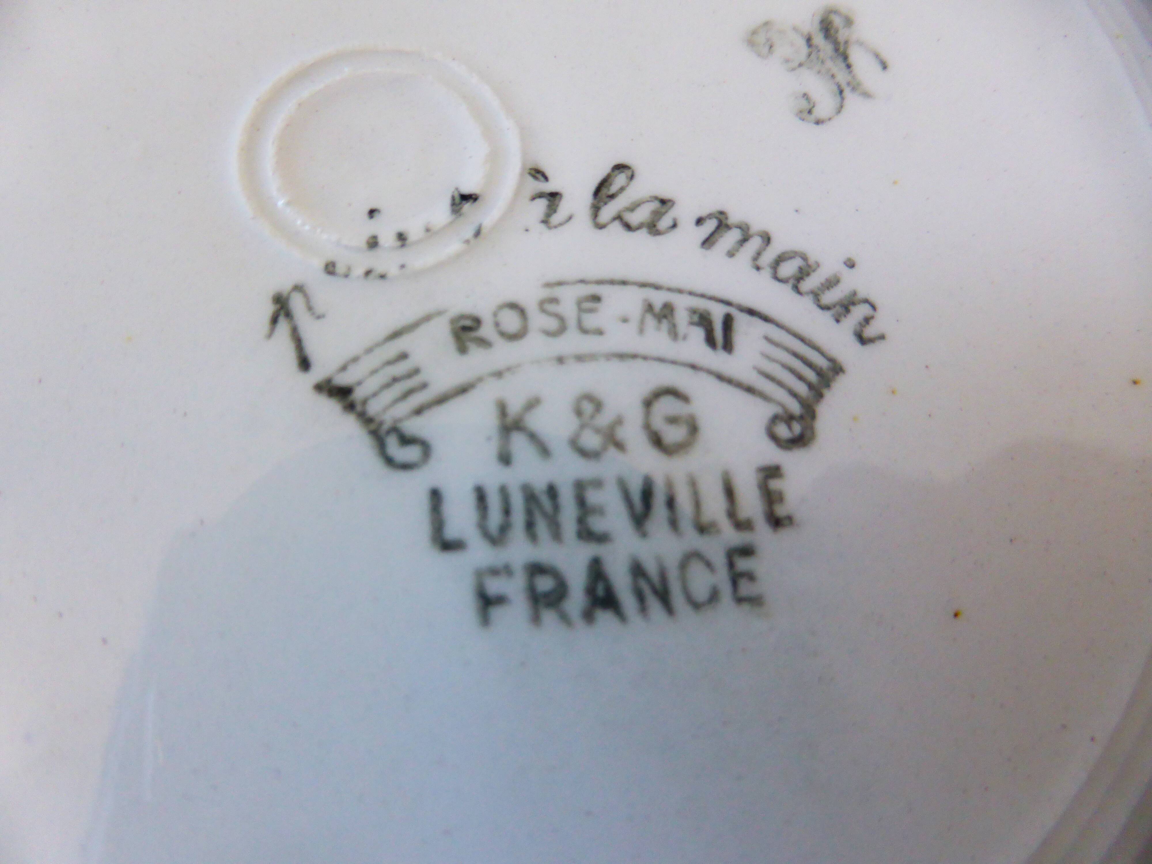 4 K and G Luneville soup plates, Rose Mai model 2106204