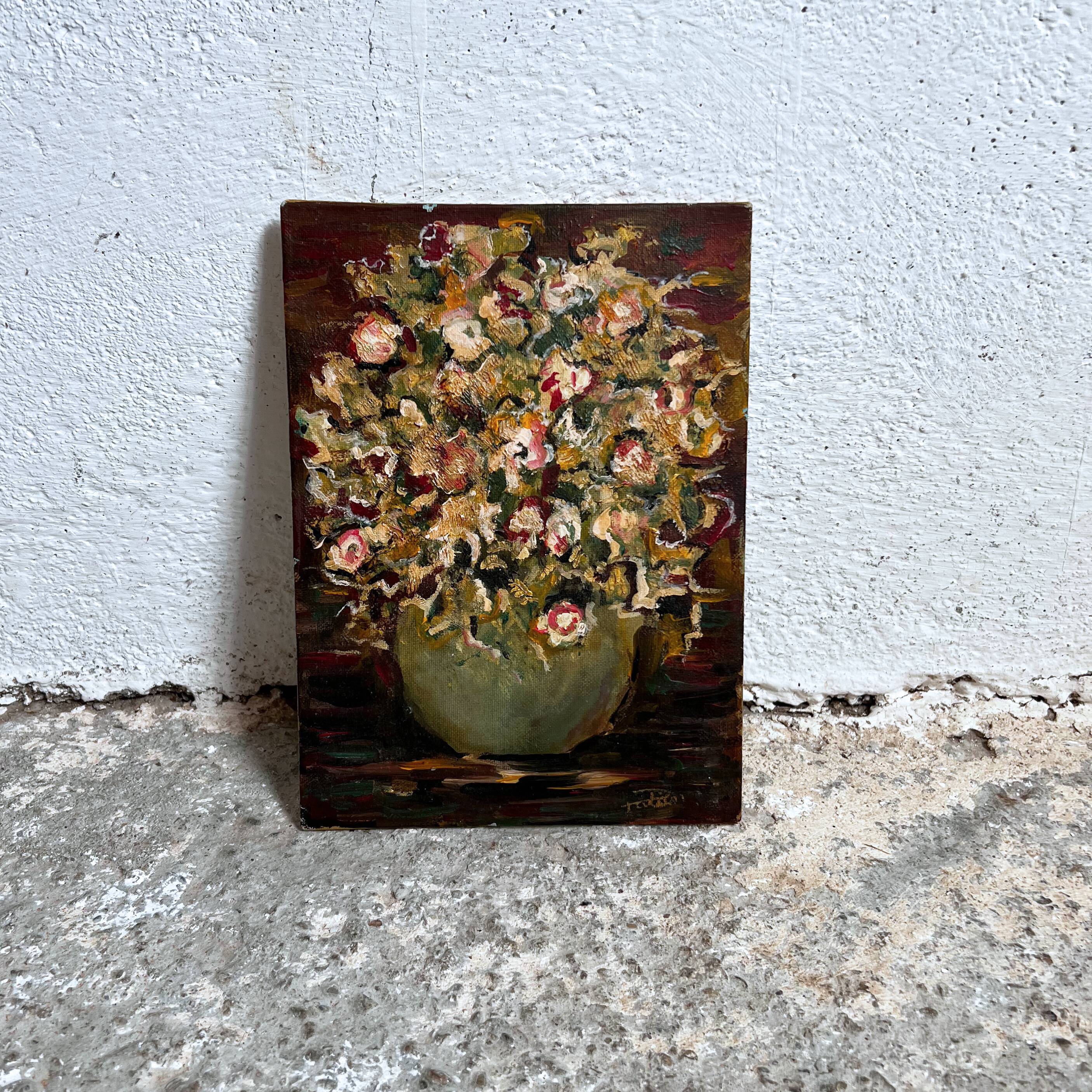 Painting vase with bouquet of flowers