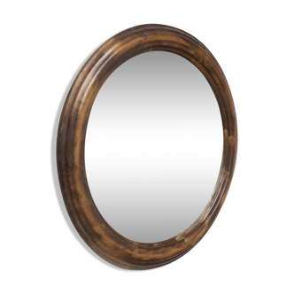 Miroir rond 1930 bois D58cm