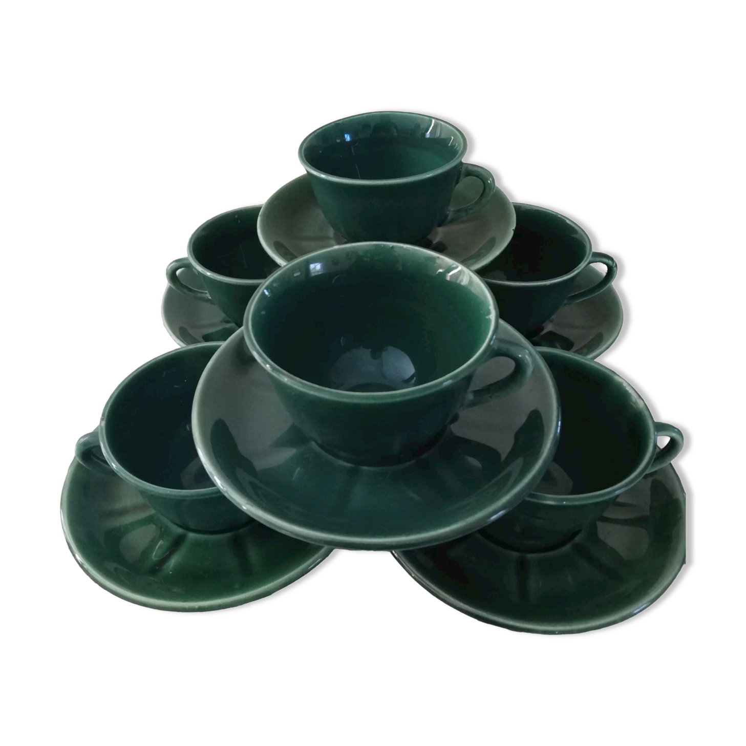 Service of 6 cups and saucers 50s