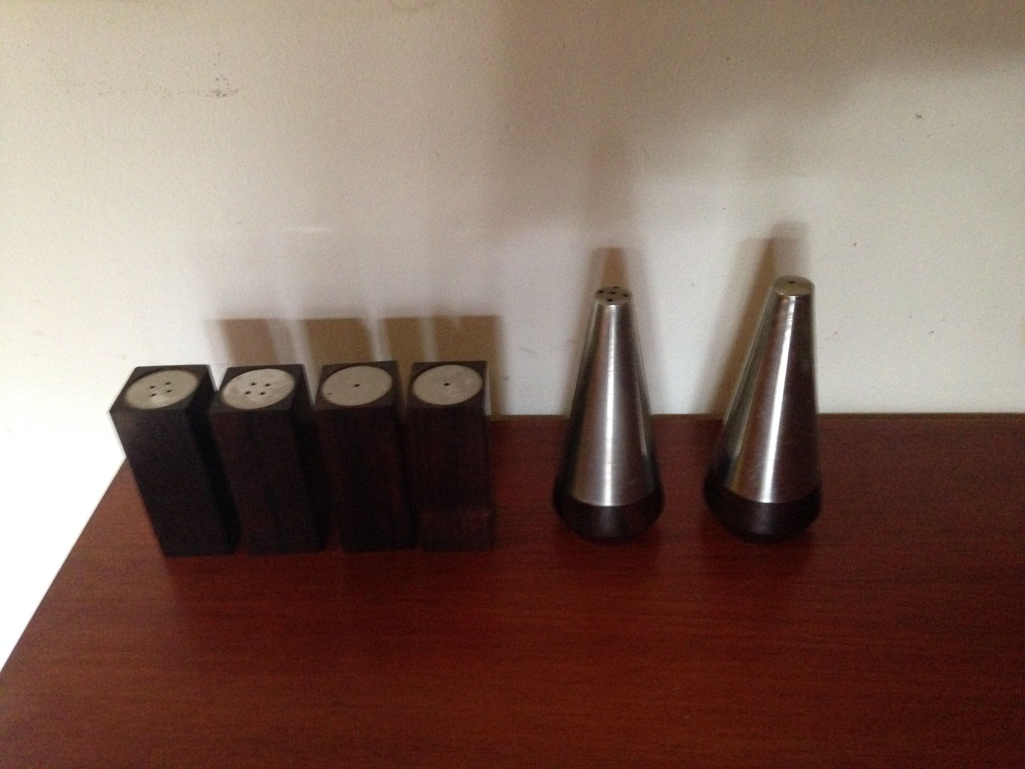 Scandinavian rosewood salieres and peppers by A.H.