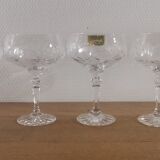 4 Champagne glasses in cut bohemian crystal Claudia