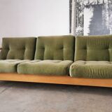 Scandinavian velvet and wood sofa