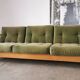 Scandinavian velvet and wood sofa