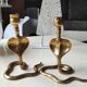 Pair of Zoomorphic candlesticks cobras, brass. Art Deco