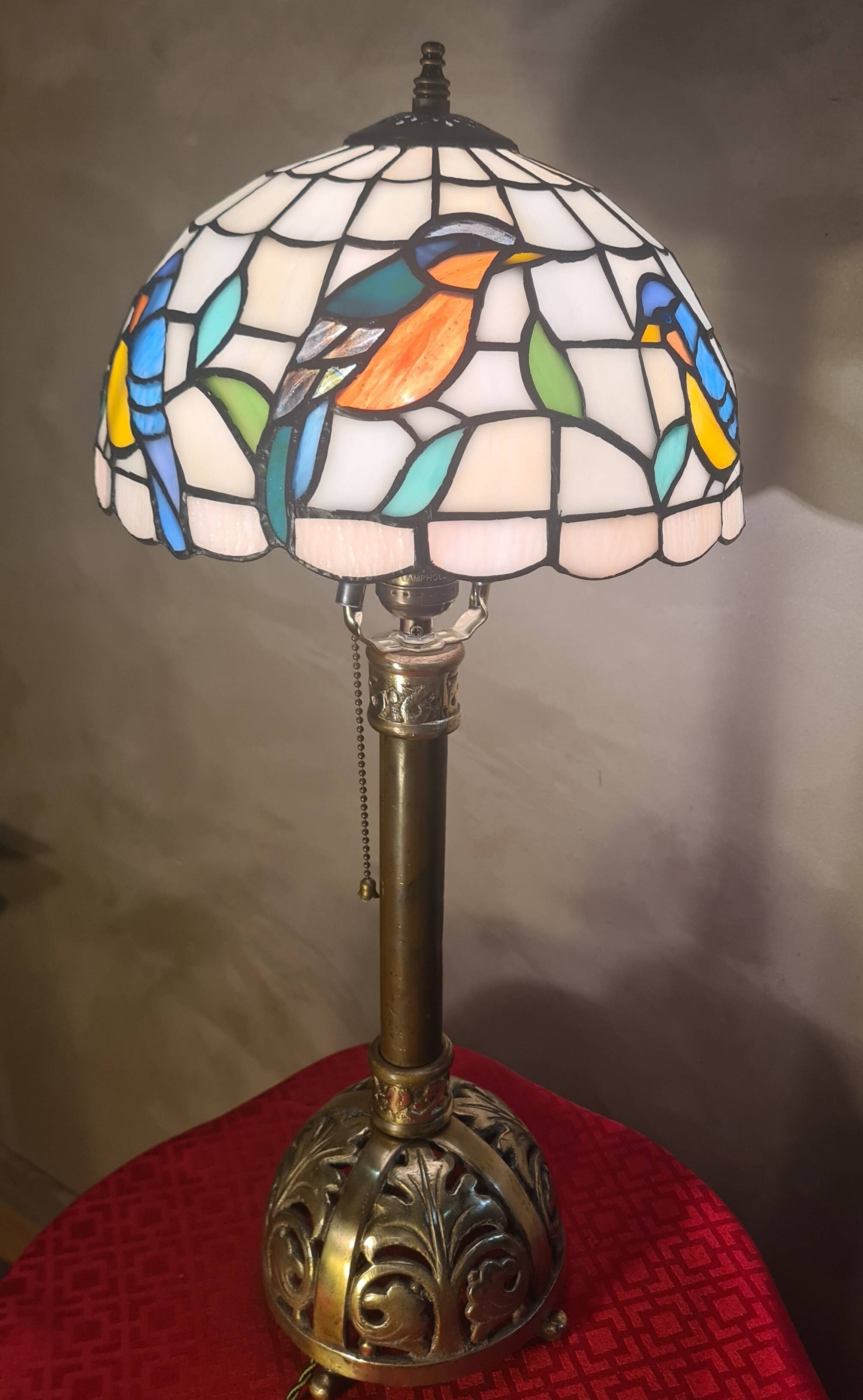 bronze and brass Art Nouveau floor lamp, very old, 60x27 lampshade