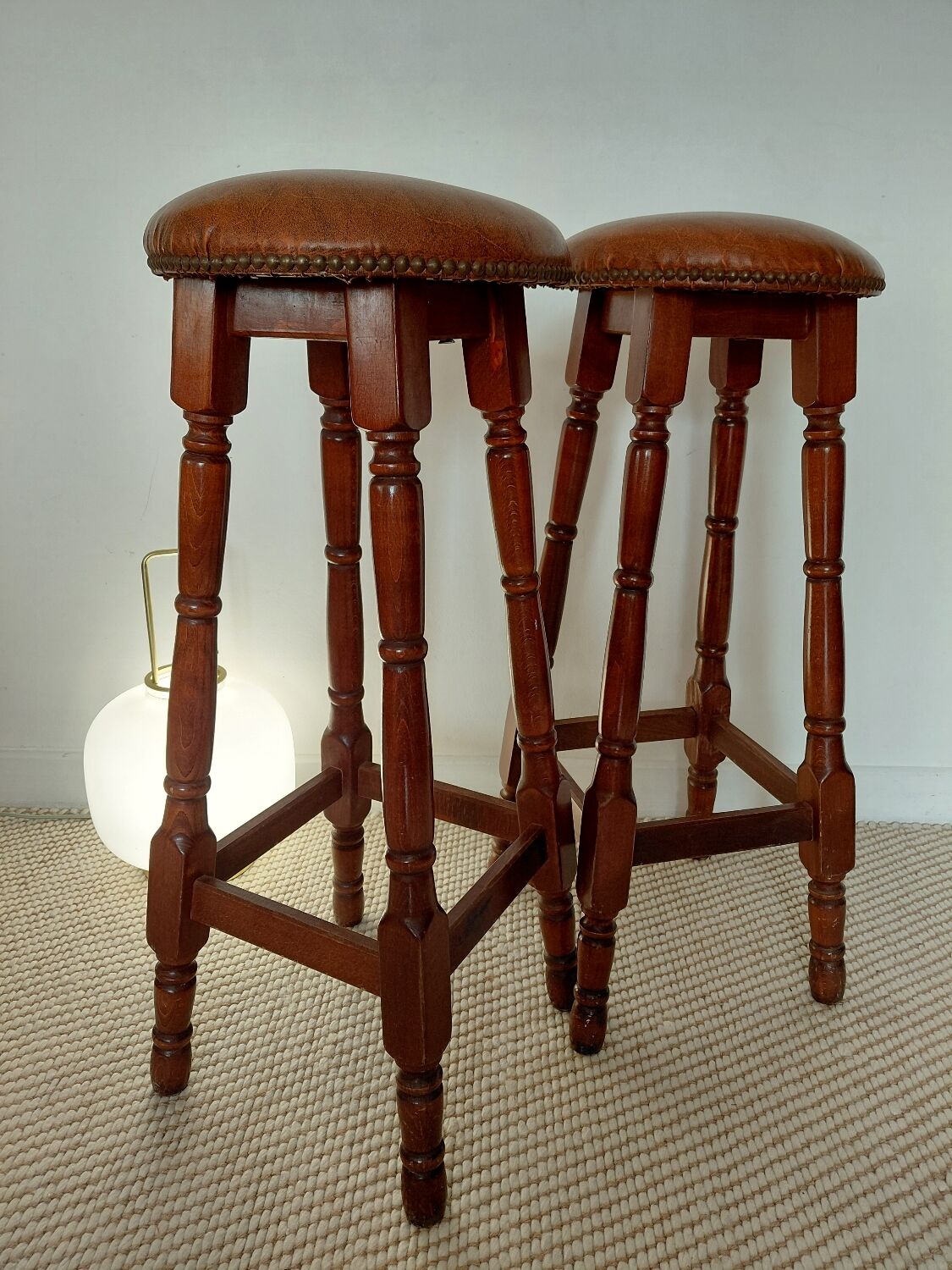 Paire tabourets bar vintage style pub anglais-75 cm