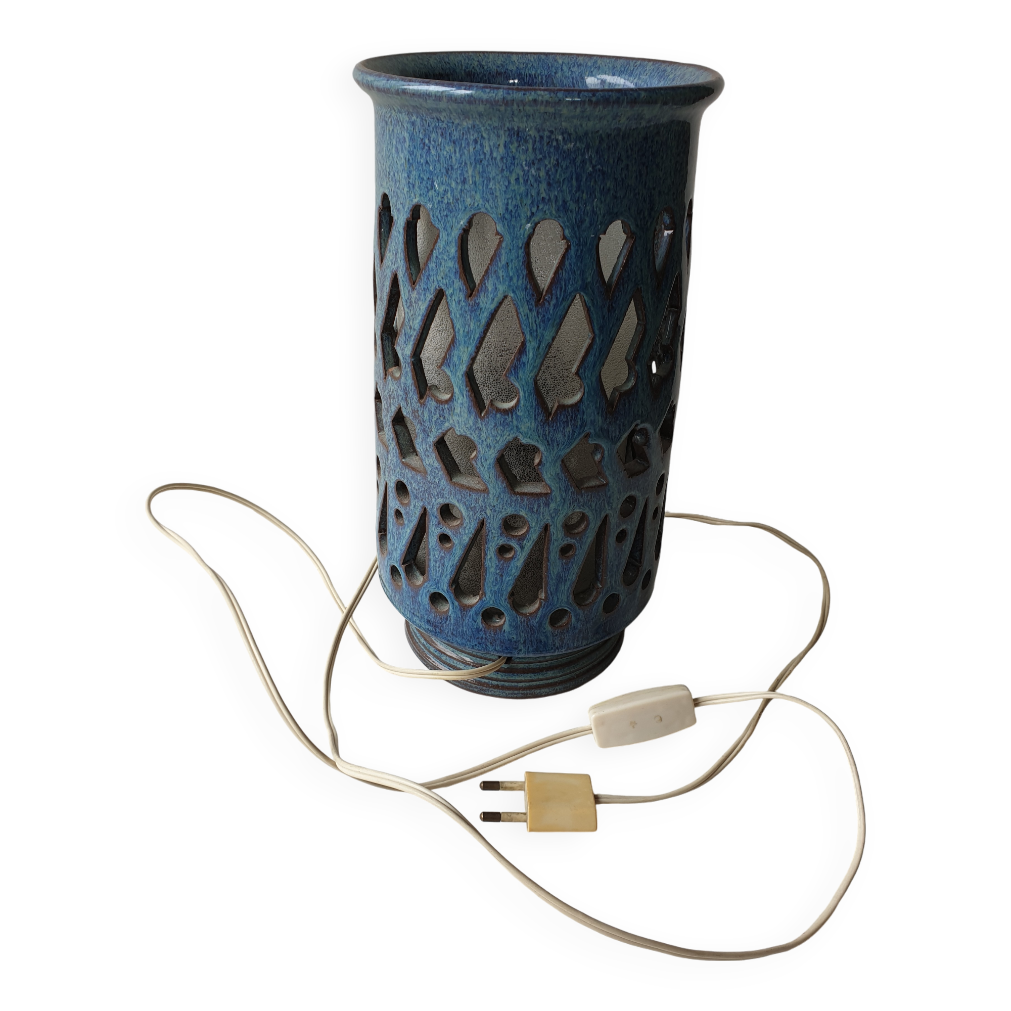 Blue ceramic lamp Signed Emile Masson (Vallauris)