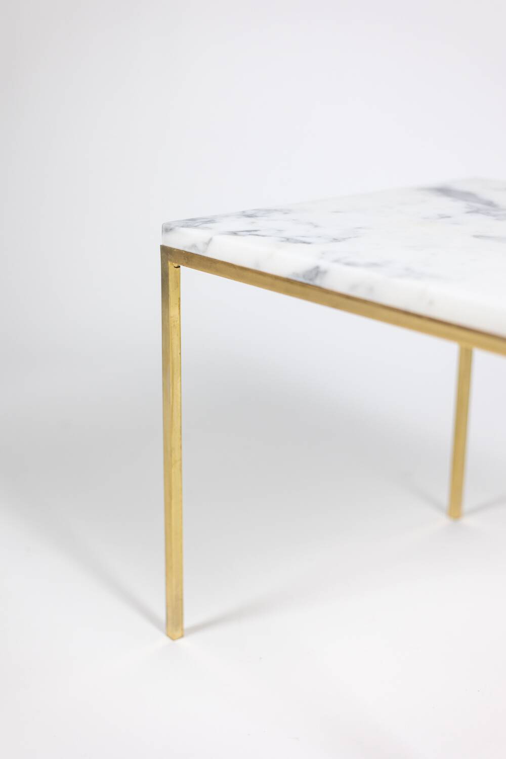 Pair of marble and gilt bronze end tables. 1970s.