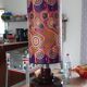 Vintage lamp of the years 70 faience and plasticized fabrics