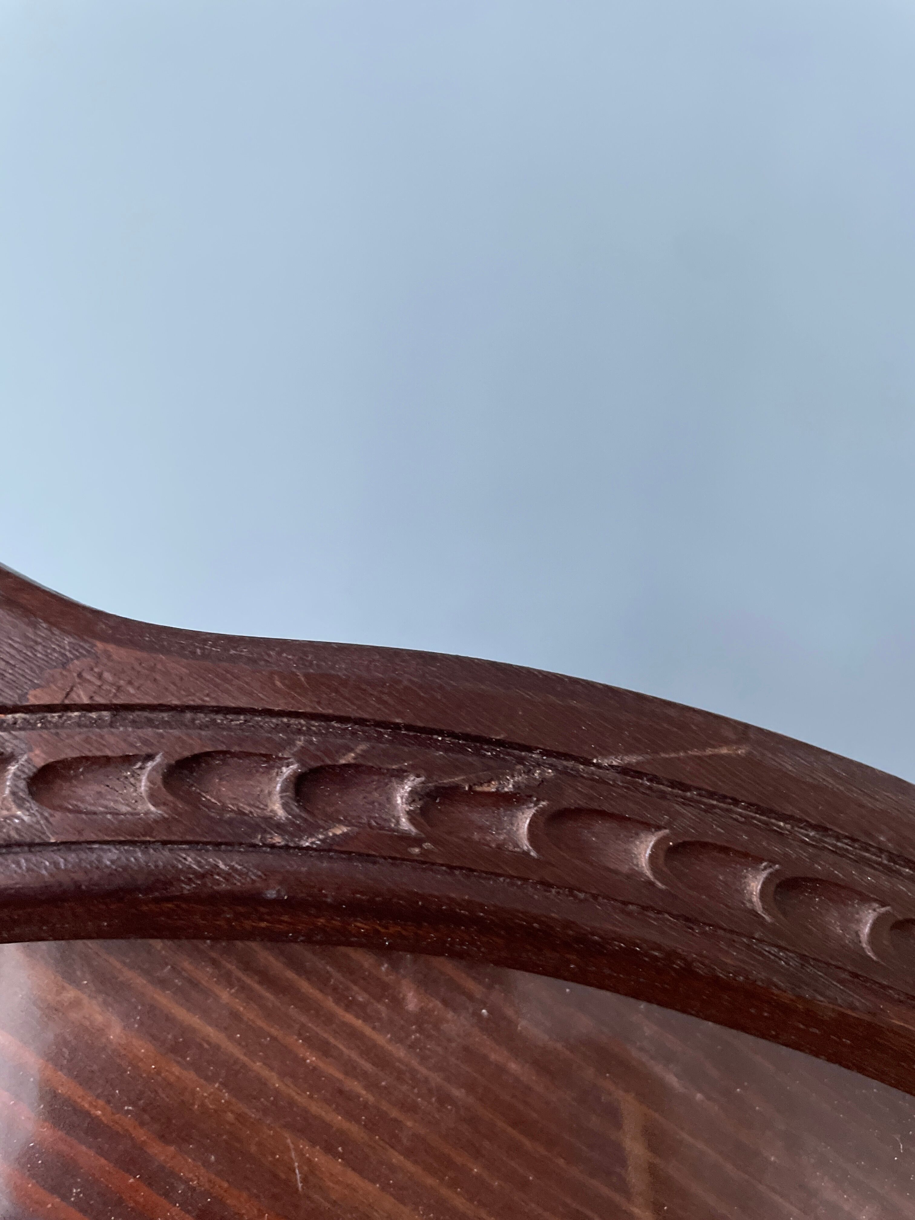 Set of two vintage carved oak service trays