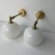 PAIR OF OLD VINTAGE OPALINE AND BRASS Sconces