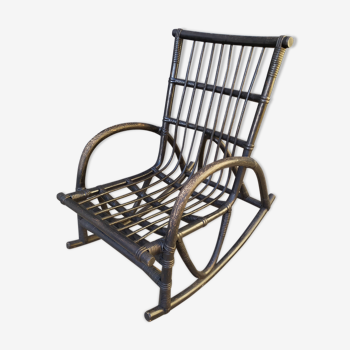 Rocking-chair en rotin noir