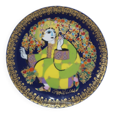 Alladyn plate no. IV, cobalt blue, porcelain, design by B. Wiinblad, Rosenthal, Germany, 1980s.