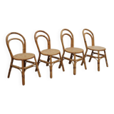 Set of 4 rattan chairs 1970