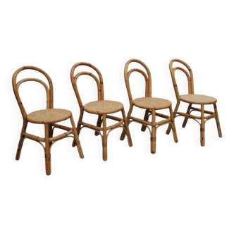 Set of 4 rattan chairs 1970