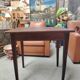 Small patinated solid wood side table with tapered legs - 1900