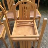 Vintage Baumann chairs in beech, seats in beige brown Skaï, series of 6.
