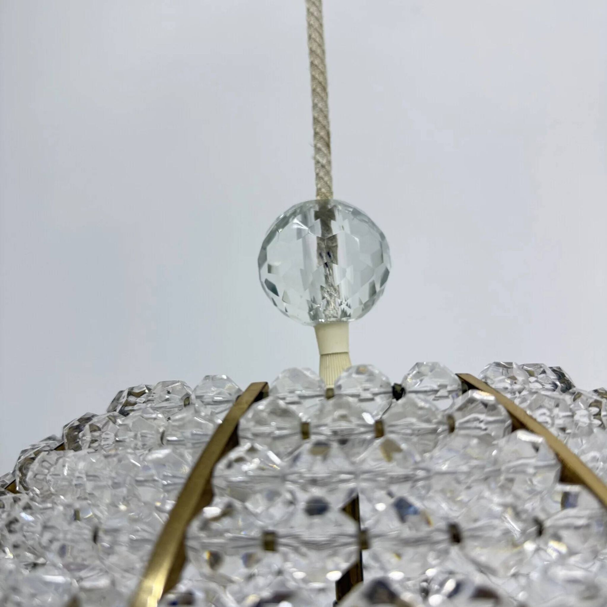 Brass & acrylic ball hanging lamp pendant by Emil Stejnar, 1950s