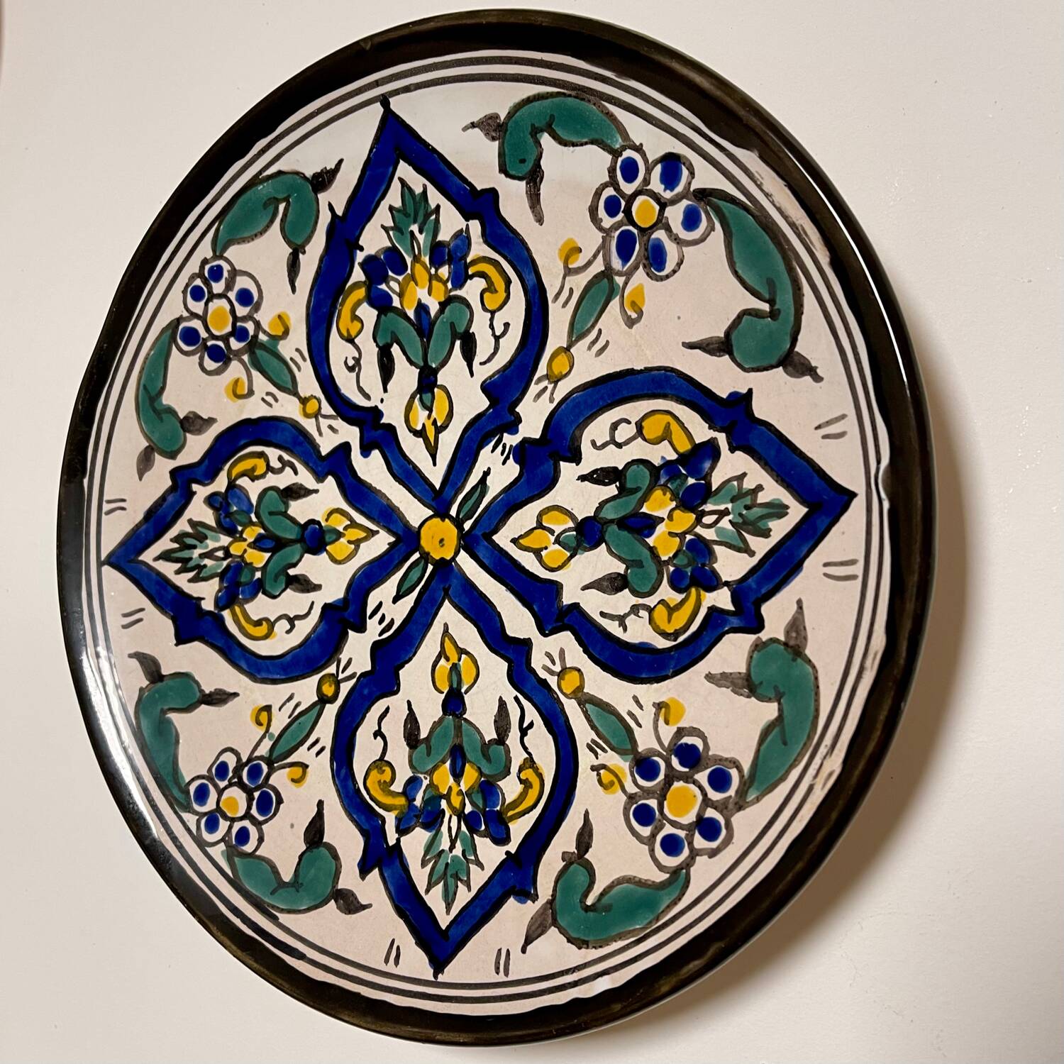 Hand painted terracotta plate