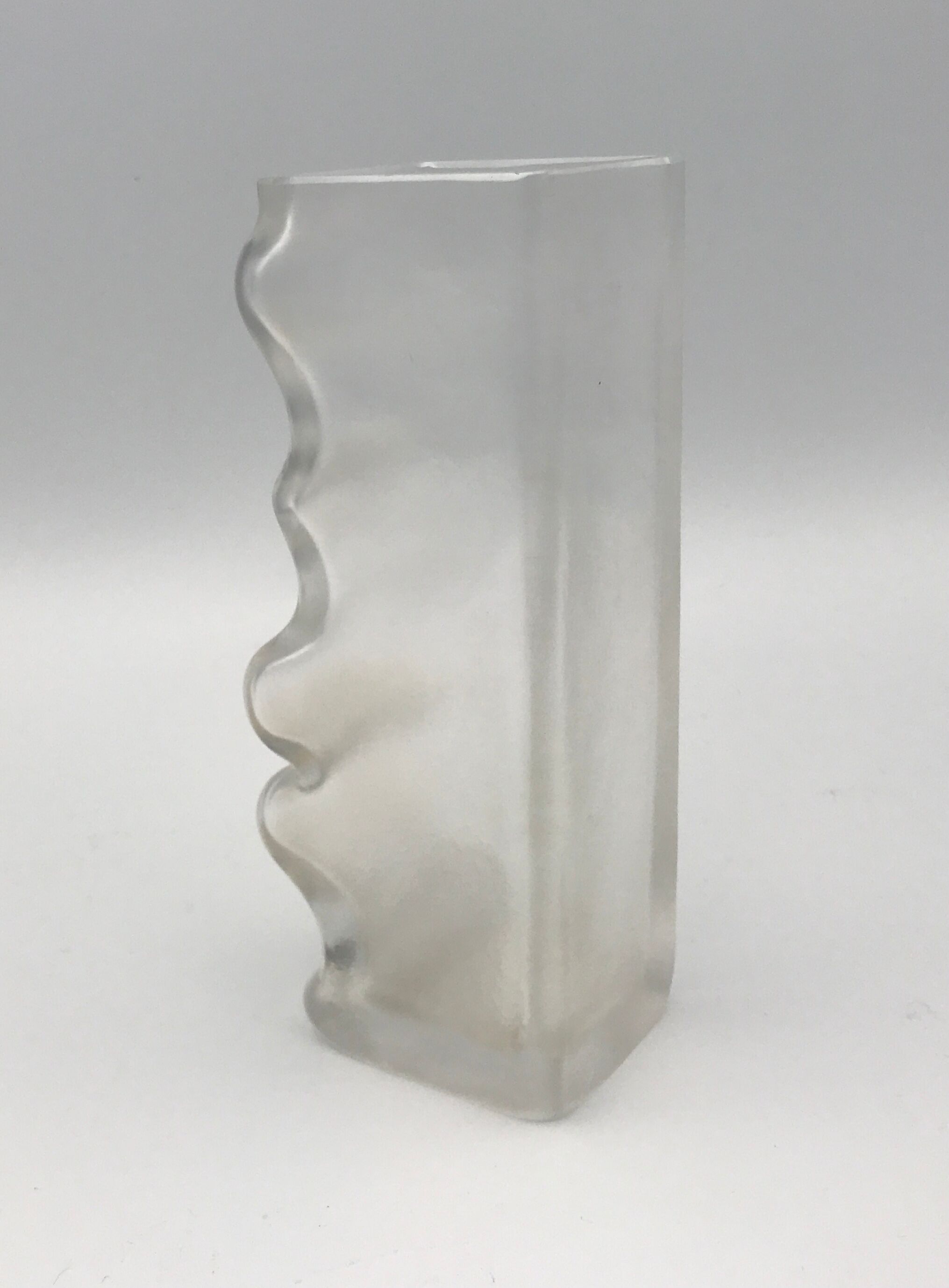 Vase in thick glass with frosted effect stamped by claus josef riedel
