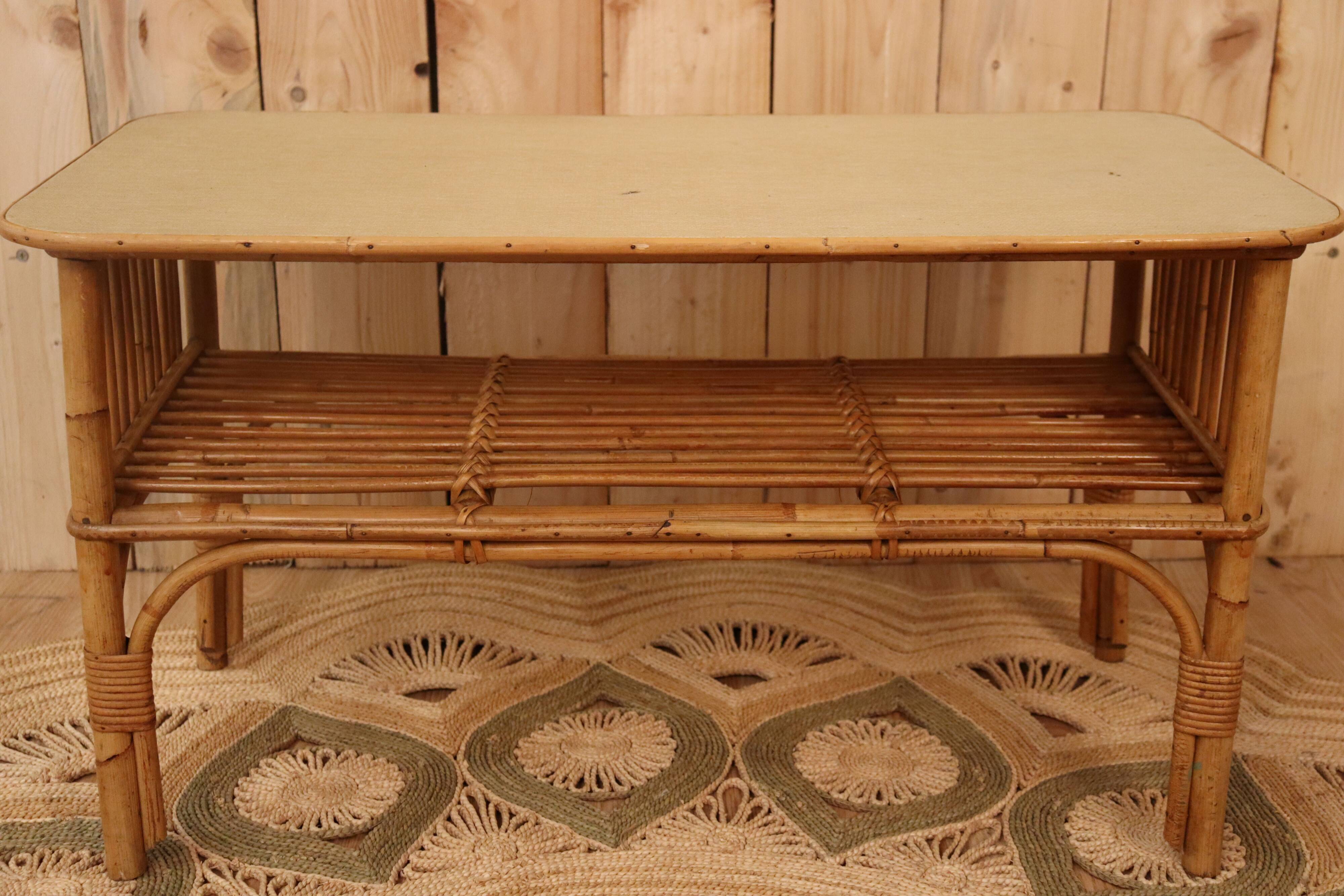 Rattan shelf on legs