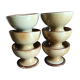6 footed bowls in glazed honey stoneware, Atelier Saint Simon, vintage