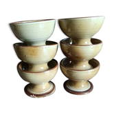 6 coupelles sur pied grès émaillé miel, Atelier Saint Simon, vintage