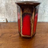 Antique Vase Scheurich Keramik Ceramic Brown Red West Germany Vintage #B767