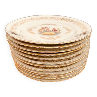 Lot de 12 assiettes plates en porcelaine