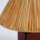 Italian 60s table lamp made of wood and leather with paper straw lampshade