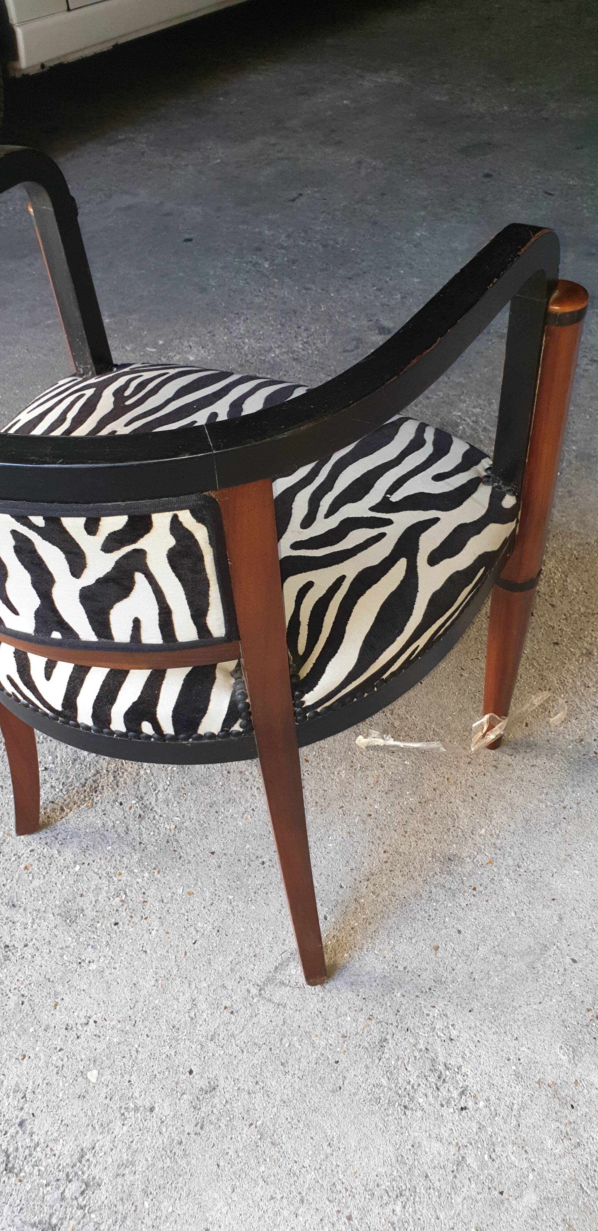 Art deco armchair with zebra tapestry