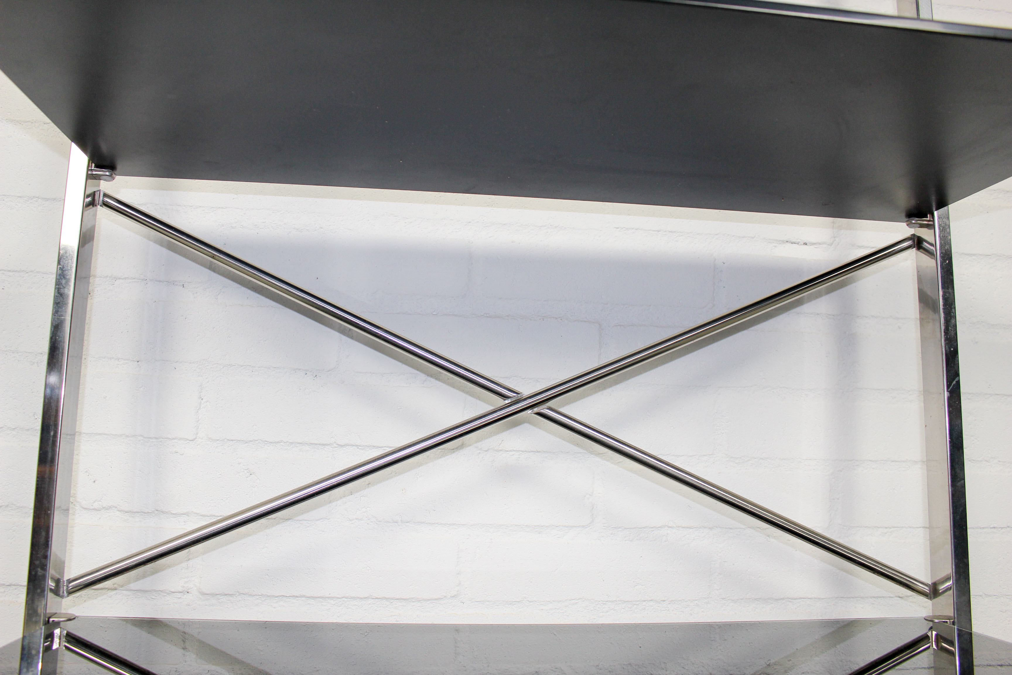 Chrome & smoked glass shelving unit, 1970s