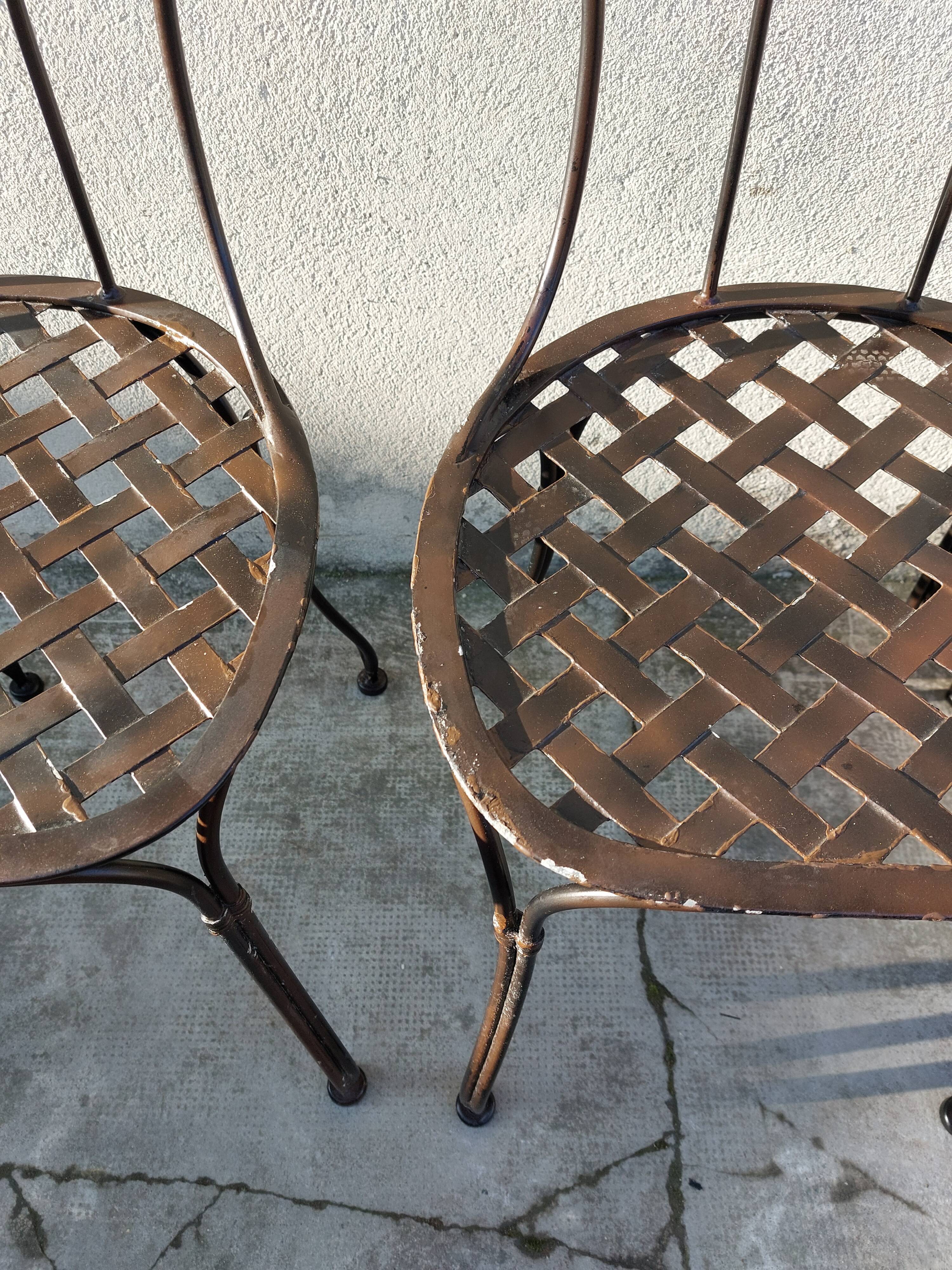 Série de 4 chaises de jardin en fer forgé