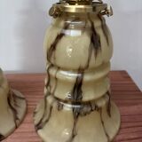 Pair of vintage marbled opaline wall sconces