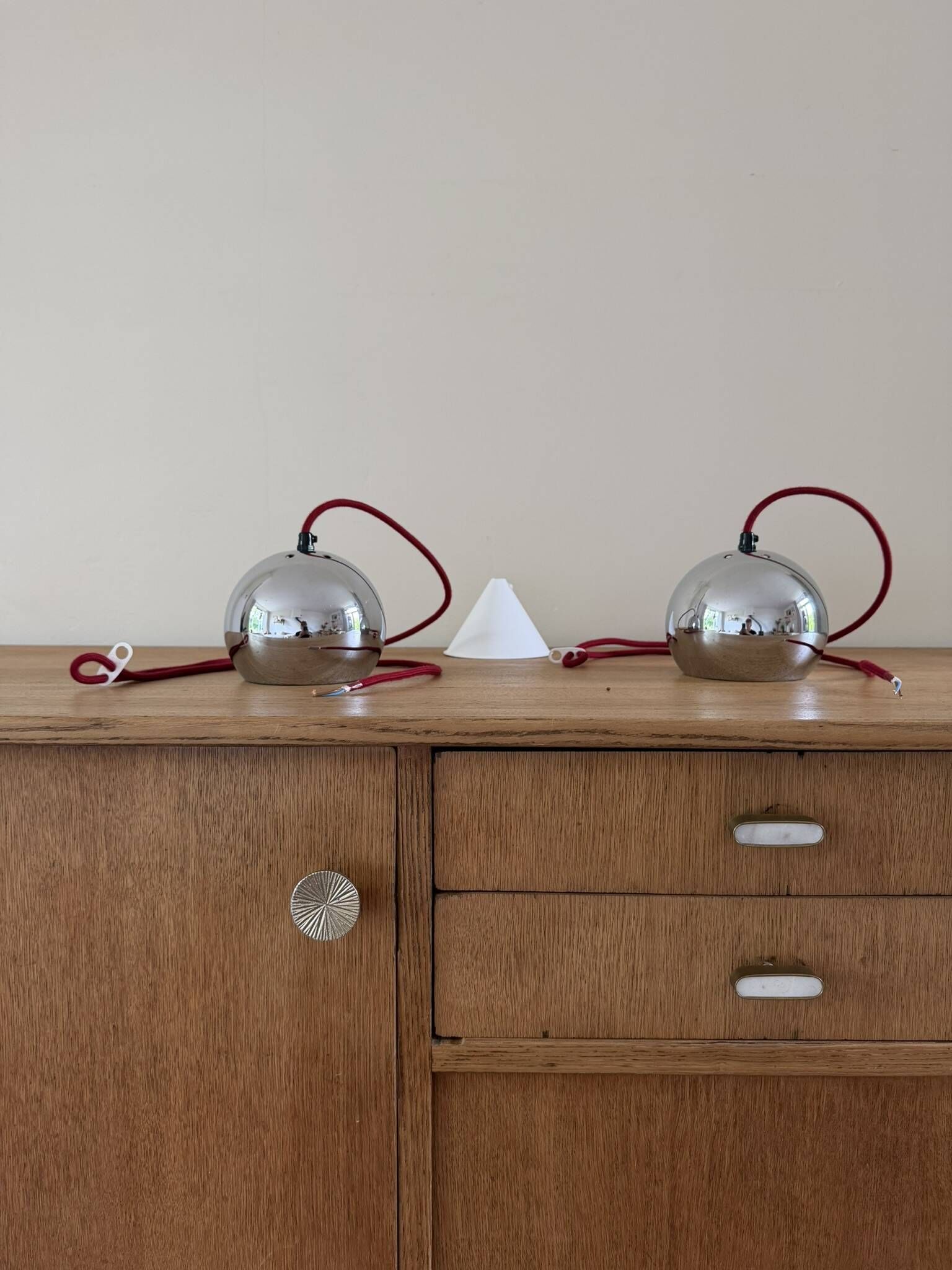 Set of 2 Vintage Topan style pendants - Danish design lamps - Space age sty