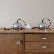 Set of 2 Vintage Topan style pendants - Danish design lamps - Space age sty