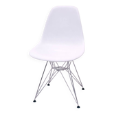 White DSR style Eames chair by Vitra with chrome Eiffel base.