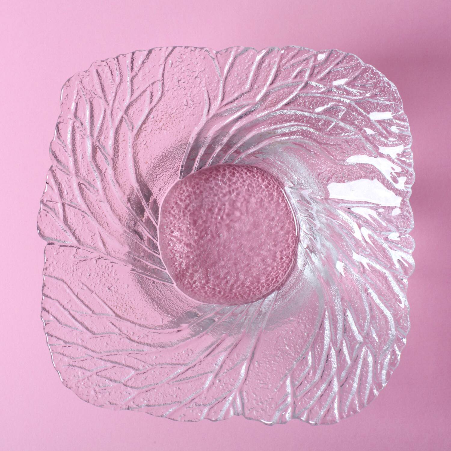 Mid-Century Finnish Glass Bowl: Lasisepät Mäntsälä 'Forest' Design / 1970s