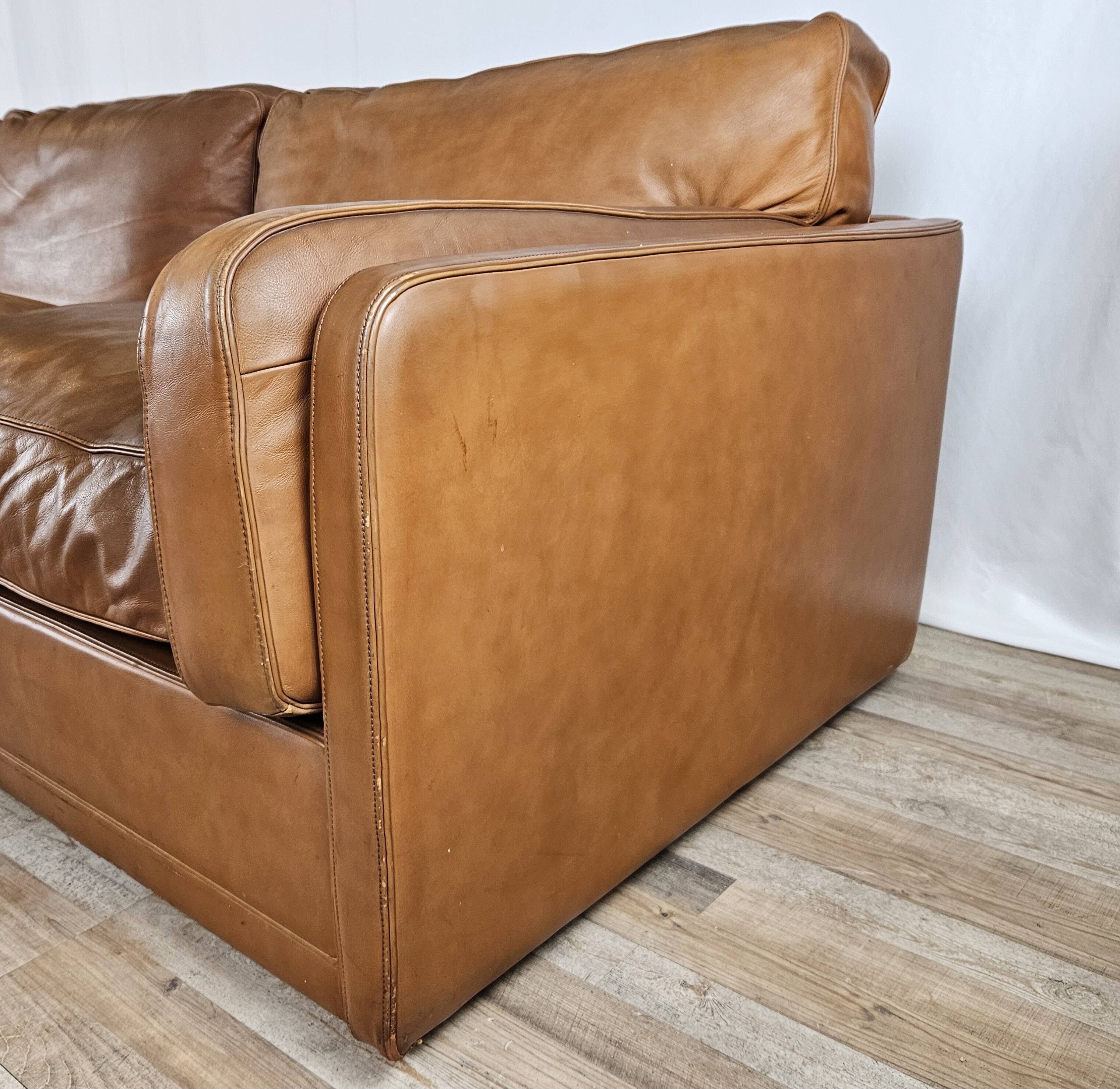 Canapé en cuir Poltrona Frau des années 70