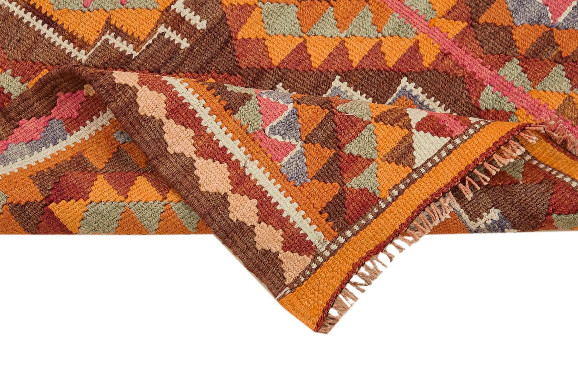 Turkish Handwoven Vintage Herki Kilim 90 cm x 328 cm