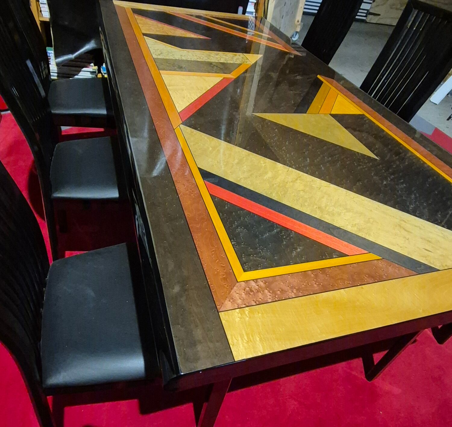Maurice Villency GC Colombo Italia black lacquer high-gloss dining set