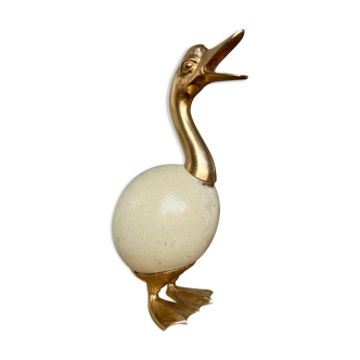 Golden brass duck and ostrich egg
