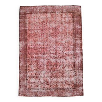 Pibk & Red Floral Pattern Vintage Rug, 207x297Cm