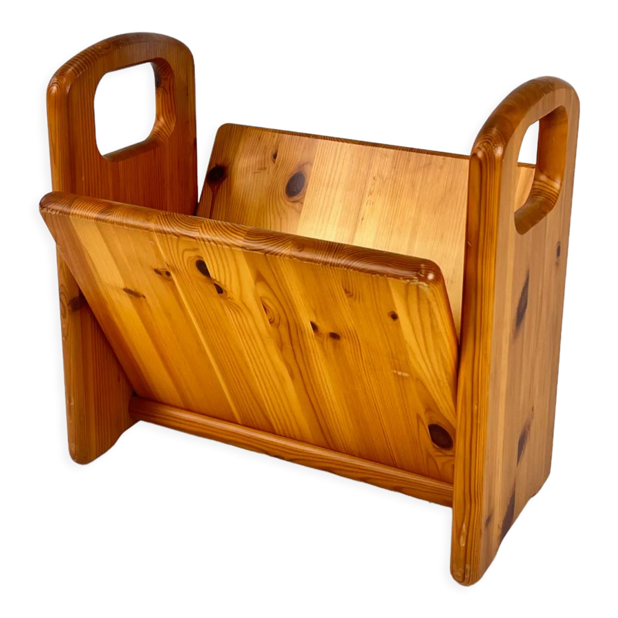 Mid century pinewood magazine holder, 1970