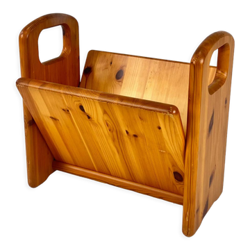 Mid century pinewood magazine holder, 1970